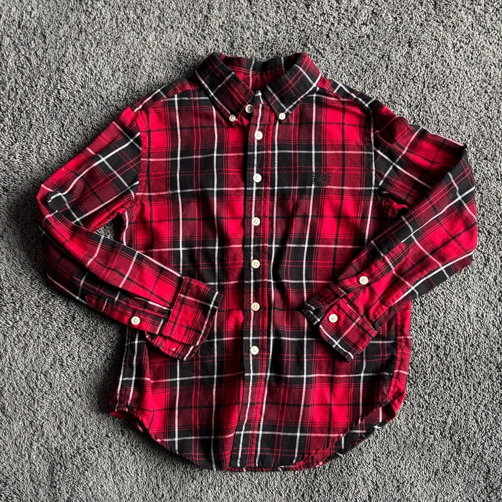 🦋Chaps Red and Black (8) Plaid Button Down Shirt🦋